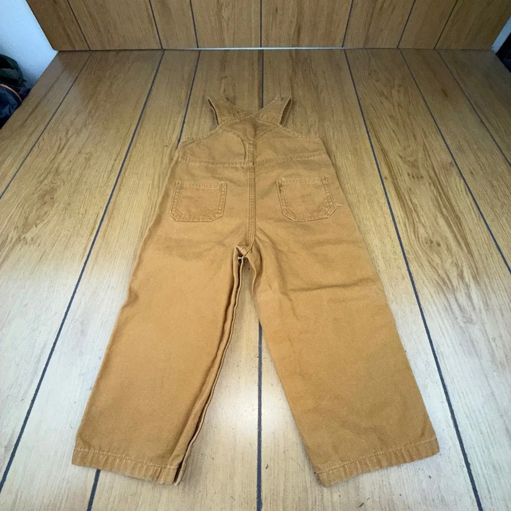 Carhartt Toddler Tan Canvas Bib Overalls‎ 24 Months Snap Leg 100 Cotton